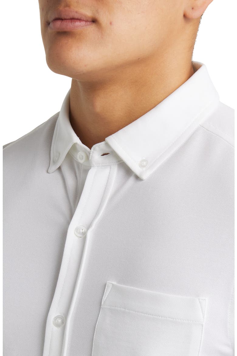 Reach Button-Down Piqué Knit Shirt, Alternate, color, WHITE