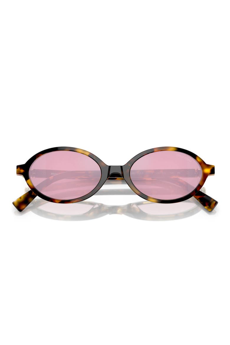 50mm Oval Sunglasses, Alternate, color, HONEY HAVANA / DARK PINK MIRROR SILVER INT