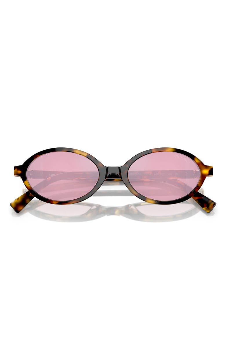 Miu Miu 50mm Oval Sunglasses, Alternate, color, Honey Havana / Dark Pink Mirro