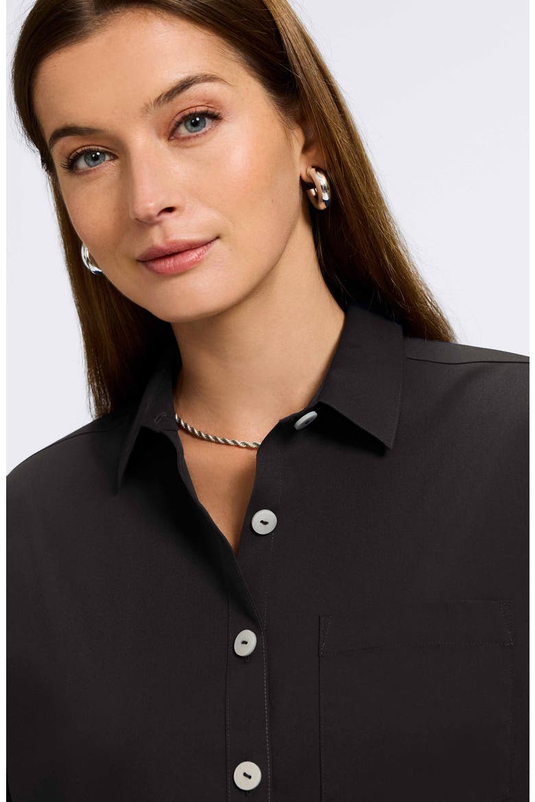 Abigail Short Sleeve Button-Up Shirt, Alternate, color, BLACK
