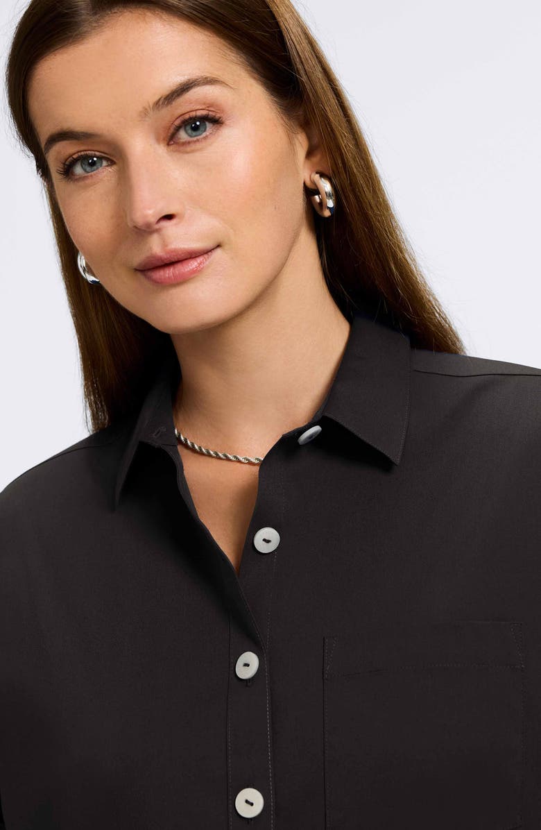 Foxcroft Abigail Short Sleeve Button-Up Shirt, Alternate, color, Black