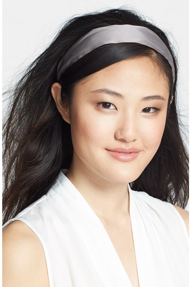 Silk Scarf Headband, Main, color, SILK CHARMEUSE FOG