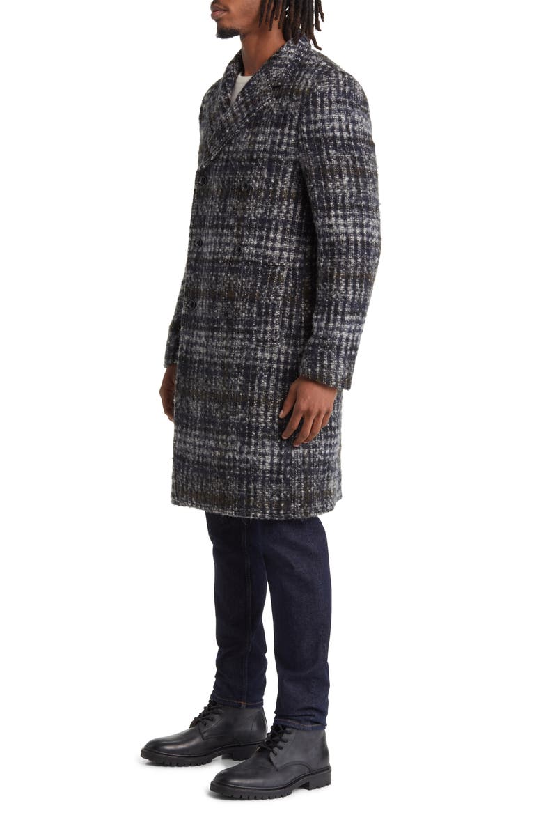 Brushed Glen Plaid Wool Blend Topcoat, Alternate, color, MULTI GREY CHECK