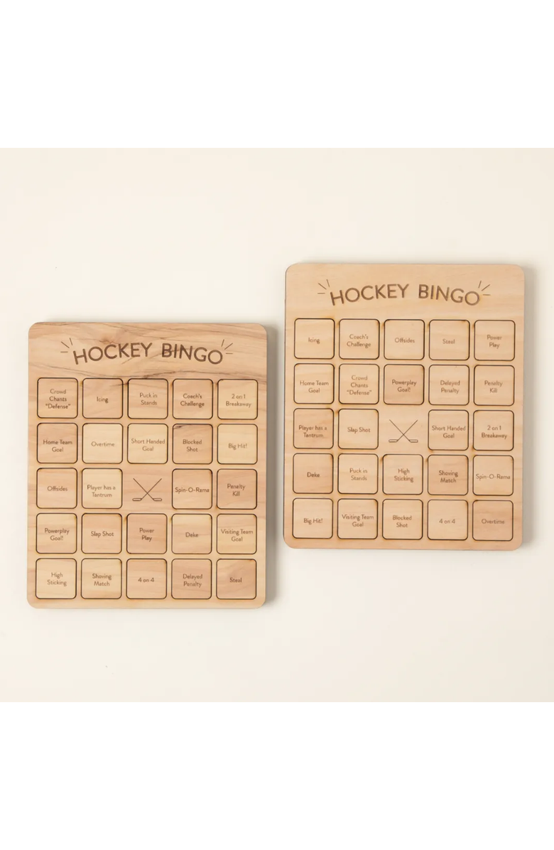 Uncommon Goods Hockey Bingo Set of 2 by Woodtech, Alternate, color, Beige