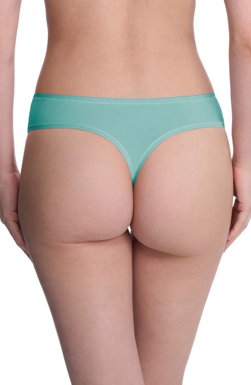 Natori Bliss Bare Stretch Cotton Thong In Green