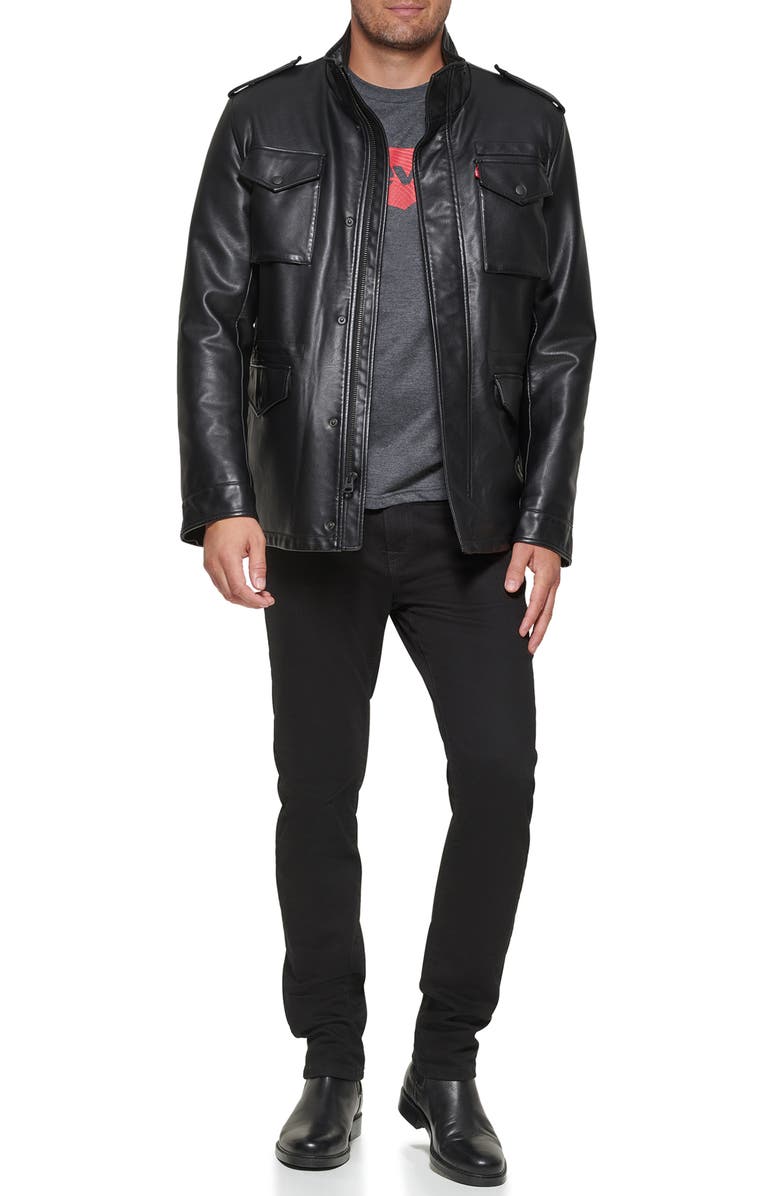 Levi's<sup>®</sup> Faux Leather Military Jacket, Alternate, color, 