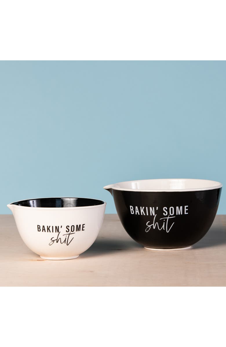 Totalee Gift Bakin Some Shit Mixing Bowl S/ 2 Ceramic White 112 oz, Alternate, color, White
