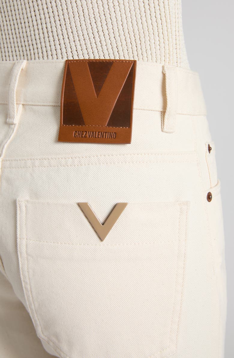 Valentino Nonstretch Denim Flare Leg Ankle Jeans, Alternate, color, Ivory