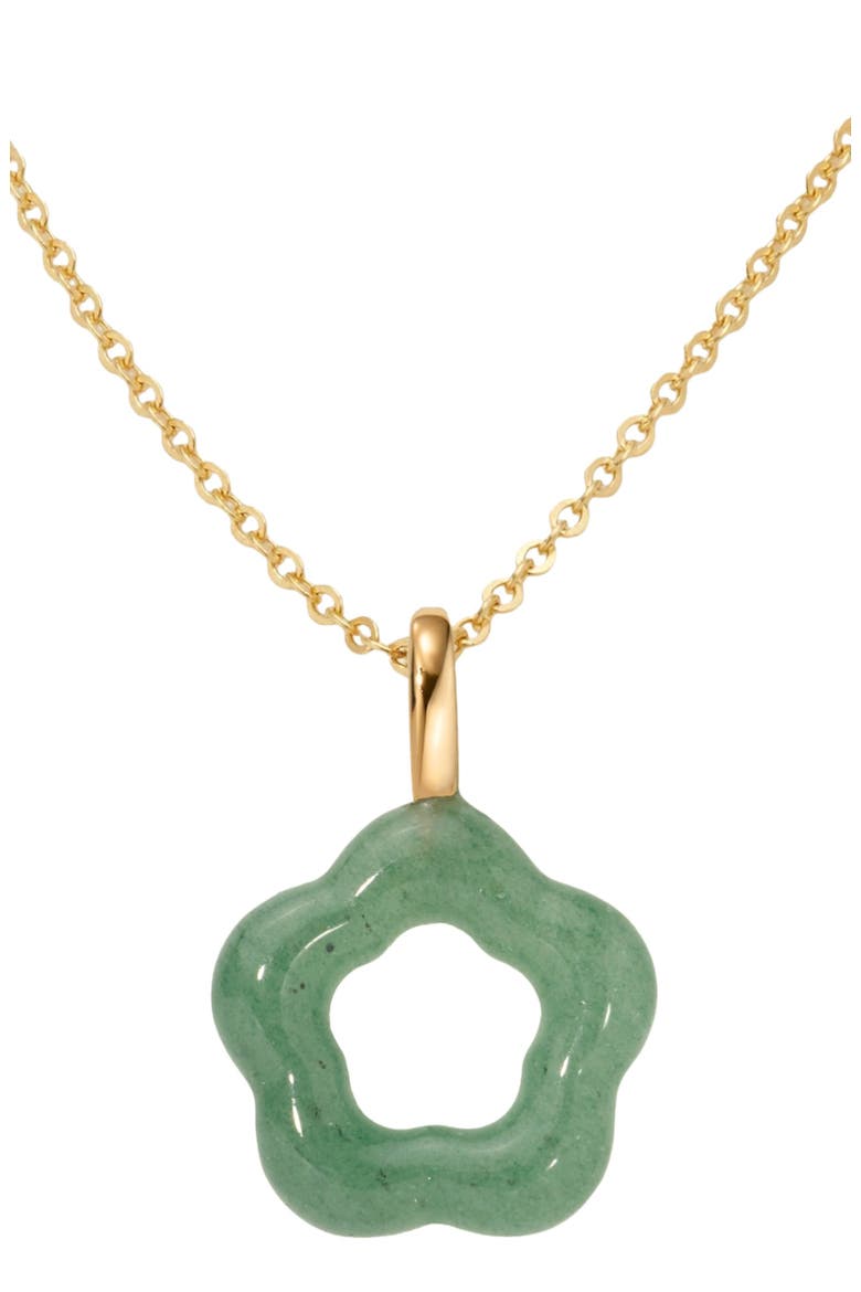 Green Aventurine Flower Charm Necklace, Main, color, Gold Vermeil
