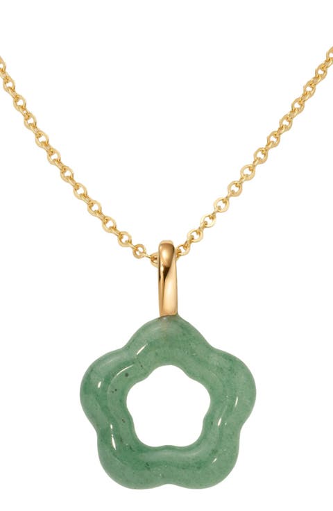 Green Aventurine Flower Charm Necklace