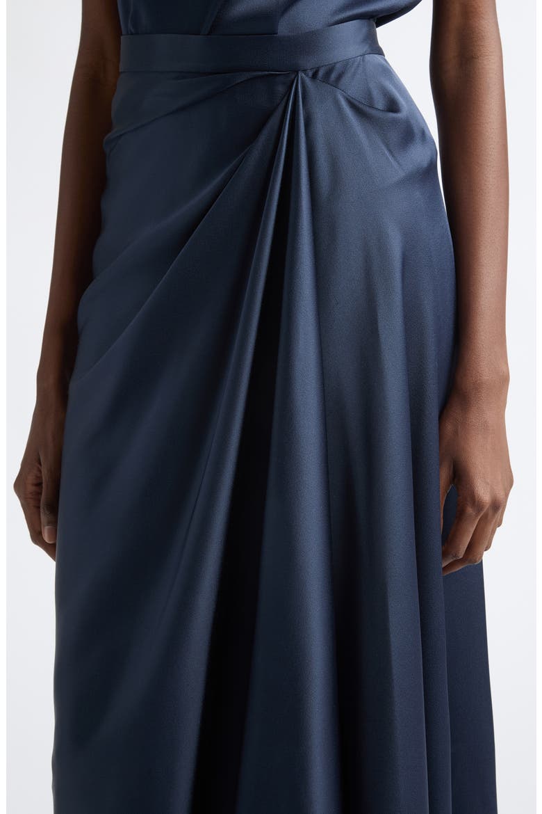 Draped Satin Handkerchief Hem Skirt, Alternate, color, NAVY