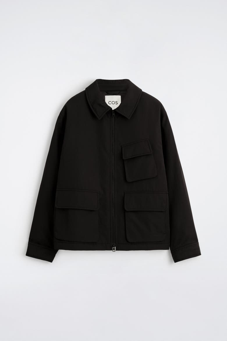 Padded Nylon Utility Jacket, Alternate, color, BLACK