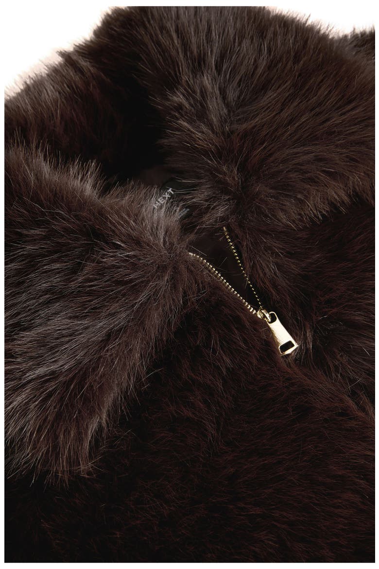 Faux Fur Zip Jacket, Alternate, color, BROWN