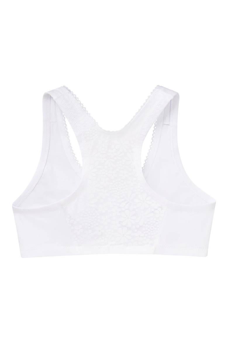 Front Close Cotton Blend T-Back Comfort Bra, Alternate, color, WHITE