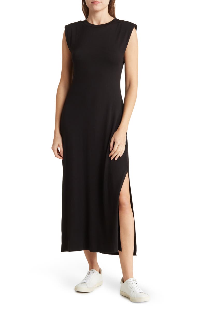 Lush Shoulder Pad Midi Dress, Main, color, 