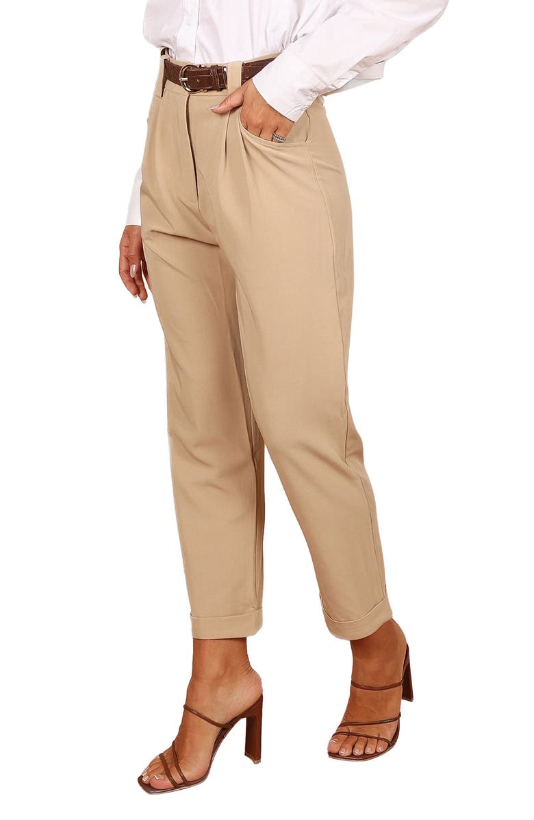 Petal & Pup Lexie High Waist Ankle Straight Leg Pants, Alternate, color, Beige