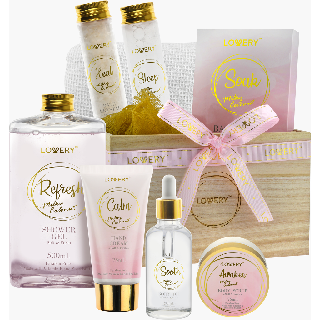 Lovery Milky Coconut Luxury Home Spa Gift Basket