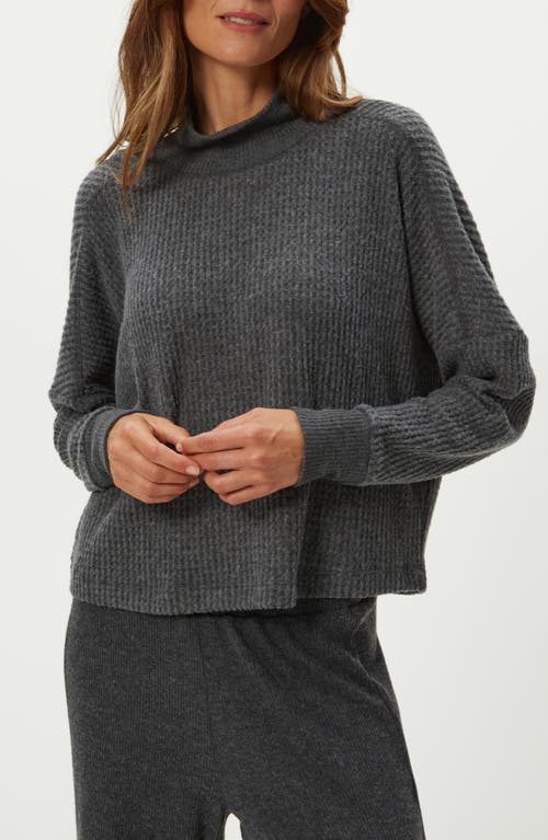 Michael Stars Wynn Waffle Stitch Mock Neck Knit Top In Blue