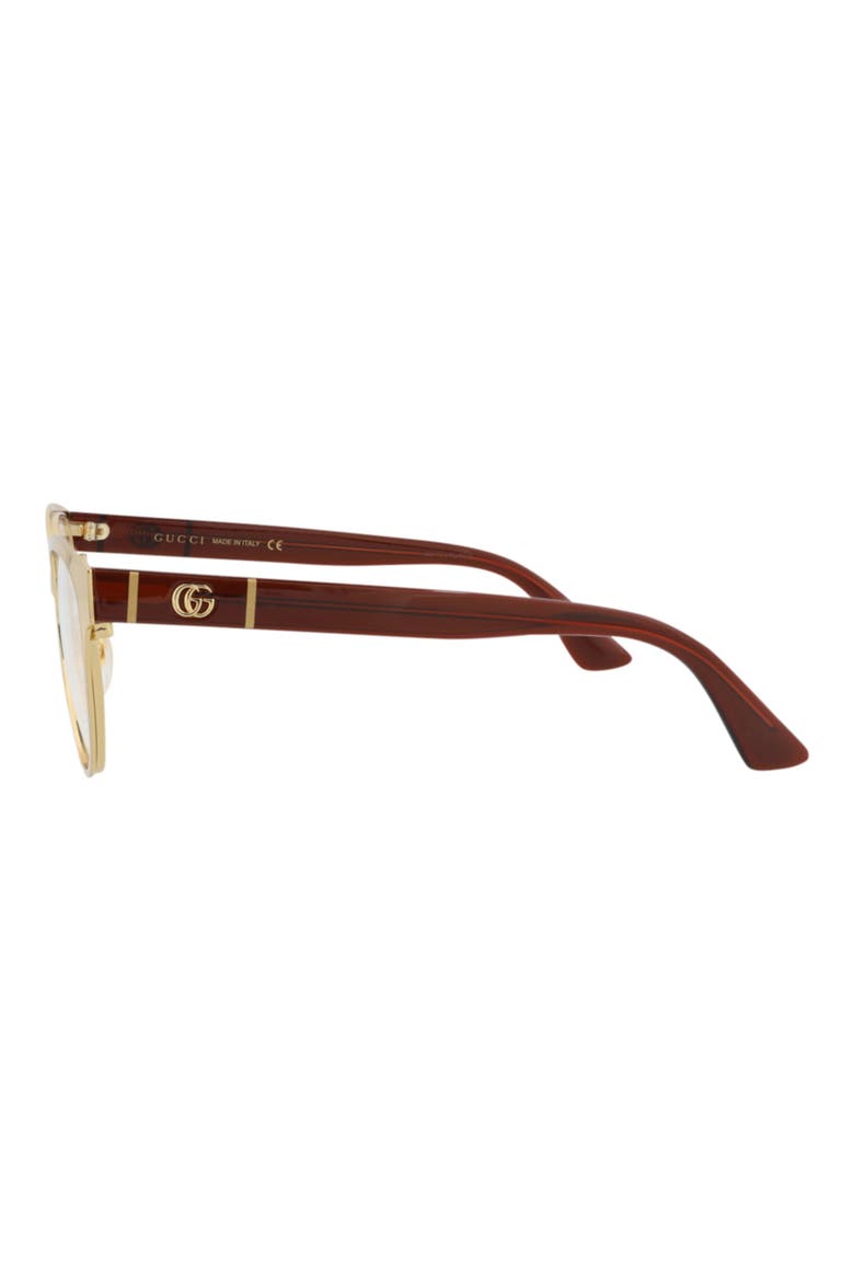 52mm Cat Eye Optical Glasses, Alternate, color, GOLD RED TRANSPARENT
