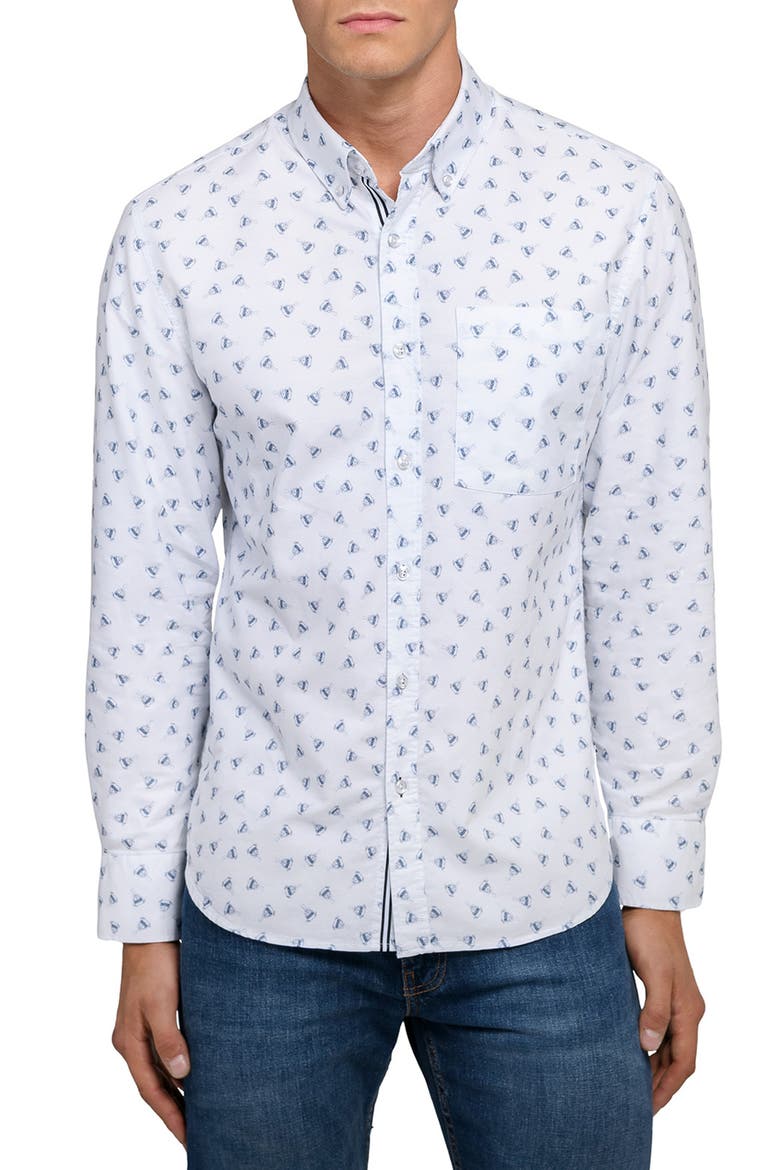 Pug Print Oxford Basic, Main, color, WHITE