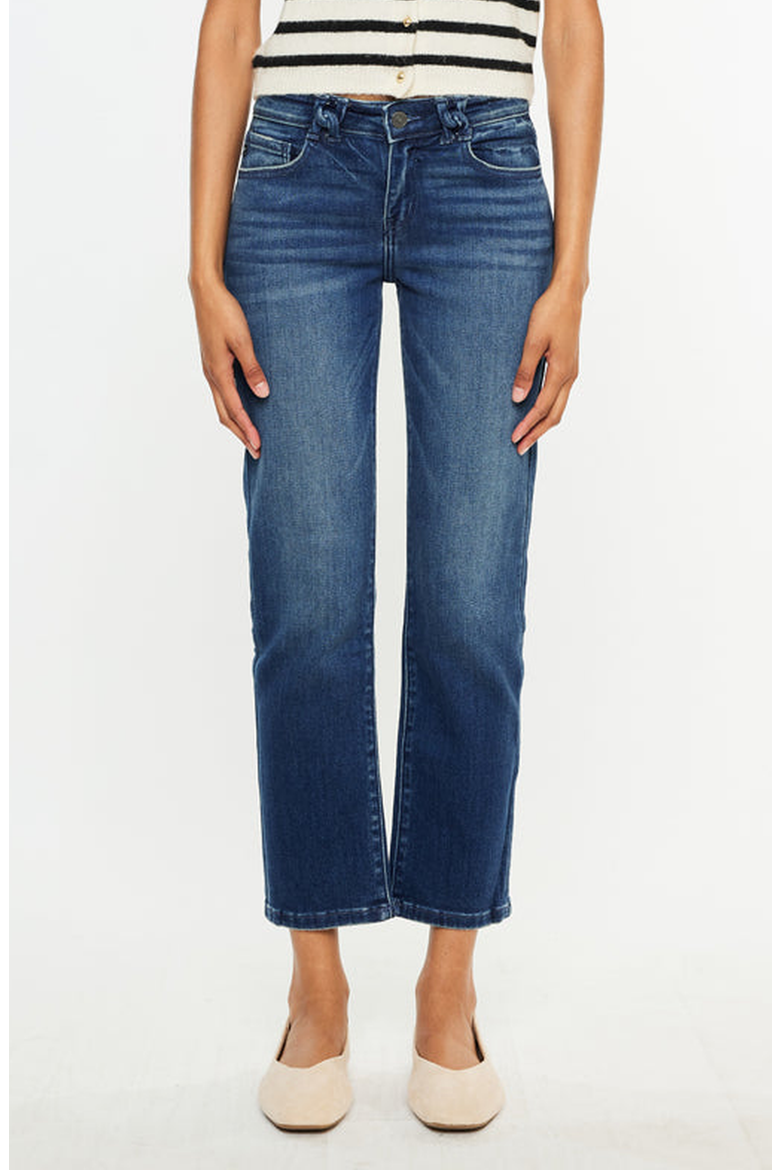 Dolores Mid Rise Slim Straight Fit Jeans, Main, color, Dark Wash