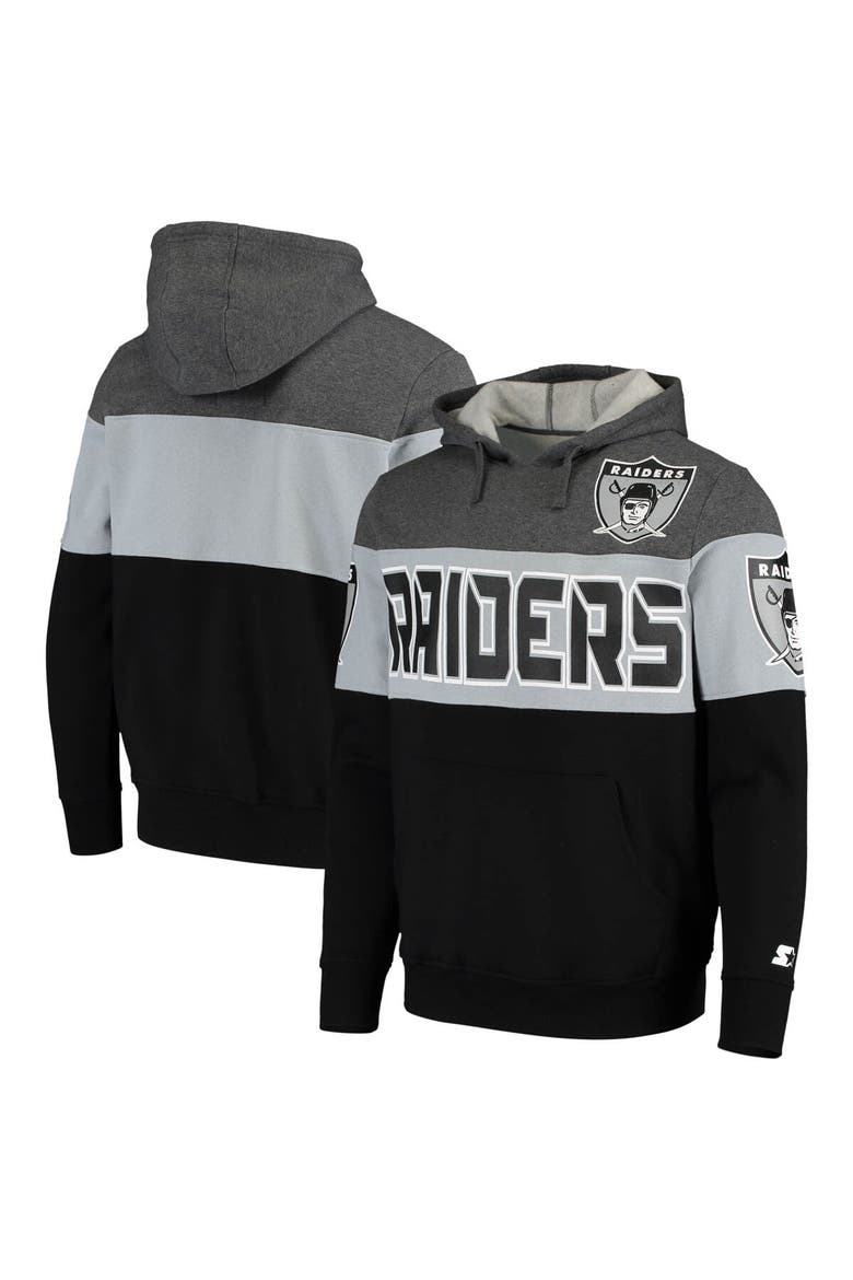 Men's Starter Gray/Silver Las Vegas Raiders Extreme Fireballer Throwback Pullover Hoodie, Alternate, color, Gray