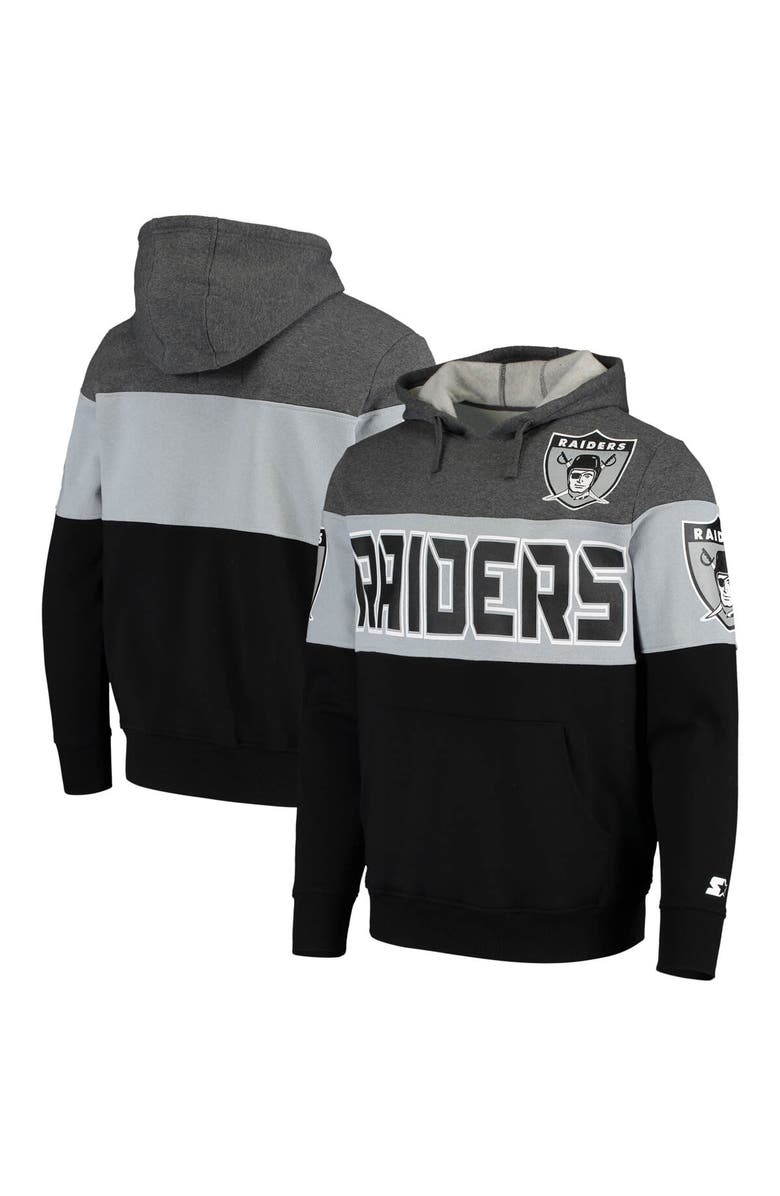 STARTER Men's Starter Gray/Silver Las Vegas Raiders Extreme Fireballer Throwback Pullover Hoodie, Alternate, color, Gray