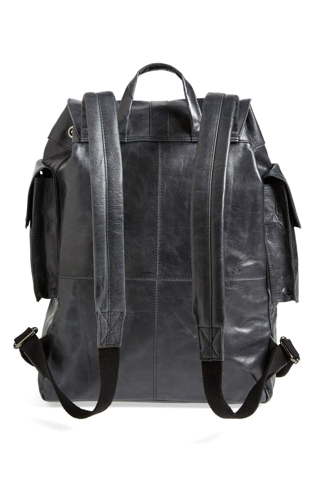 Topman Leather Backpack, Alternate, color, 