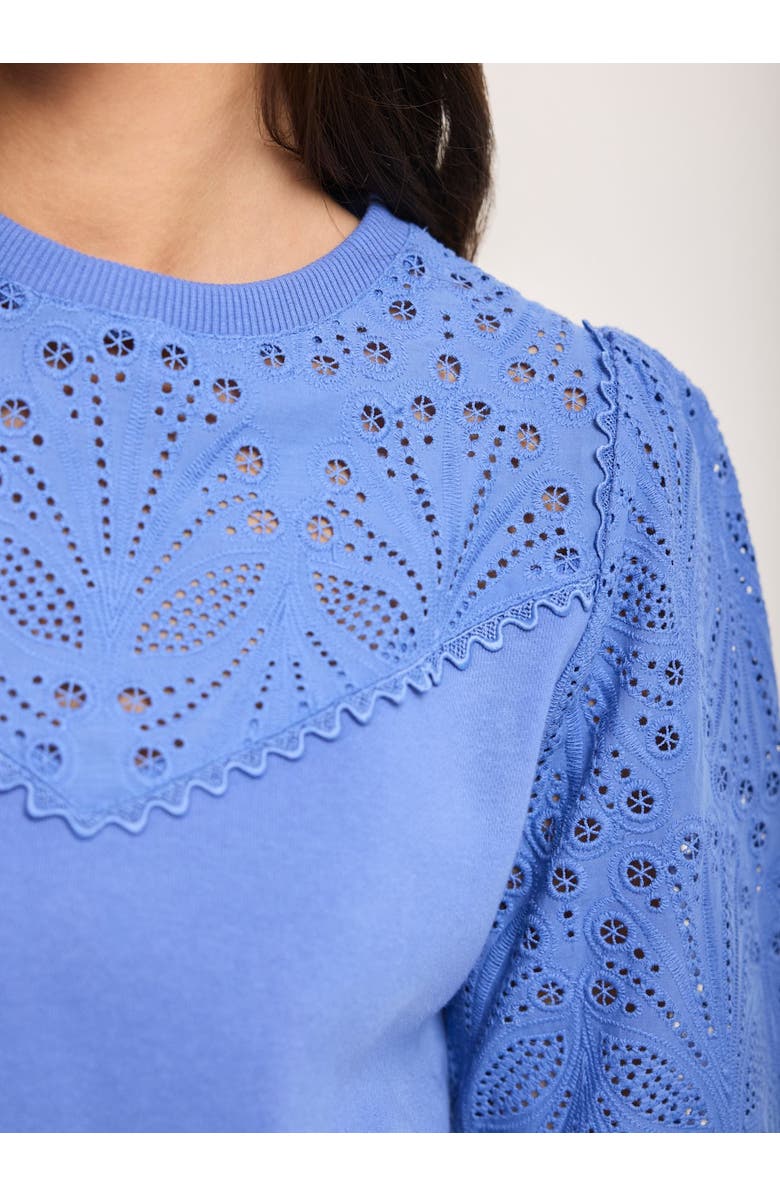 MINT VELVET Cotton Blend Broderie Sweatshirt, Alternate, color, Blue