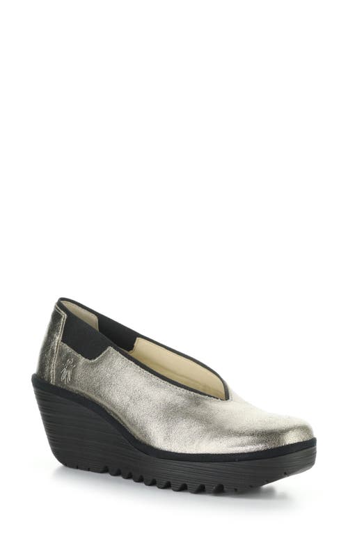 Fly London Yoza Wedge Ballet Shoe In White