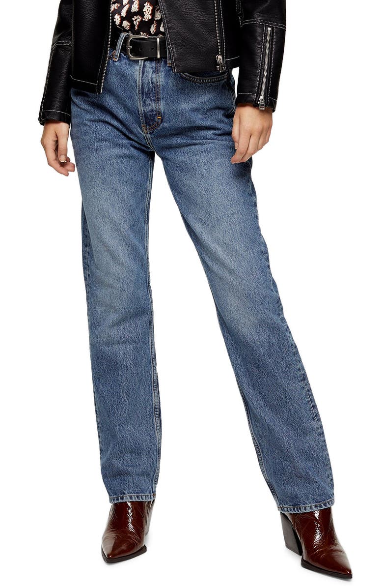 Topshop Straight Leg Dad Jeans, Main, color,