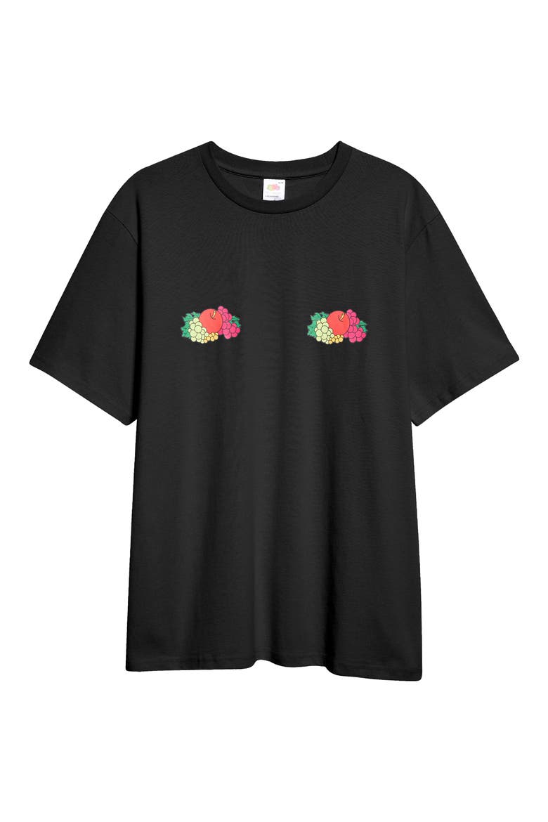 Double Logo Cotton T-Shirt, Main, color, BLACK