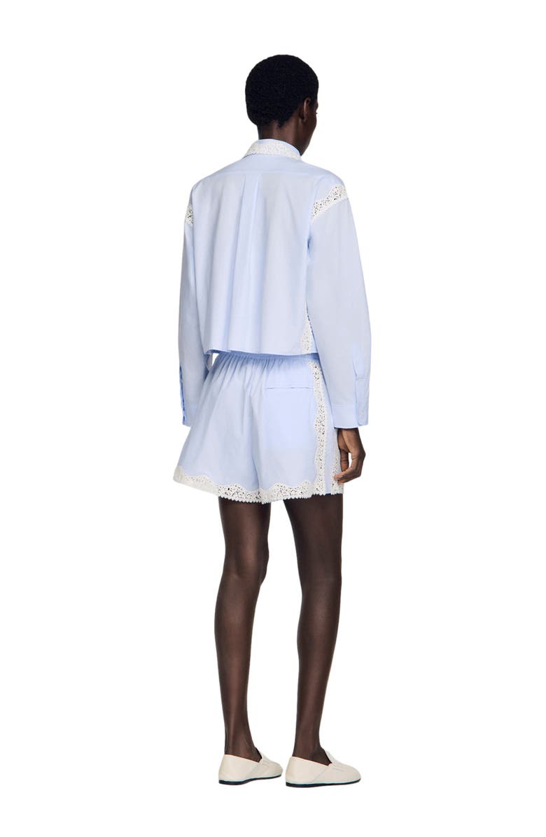 SANDRO Lace detail shirt, Alternate, color, Sky Blue