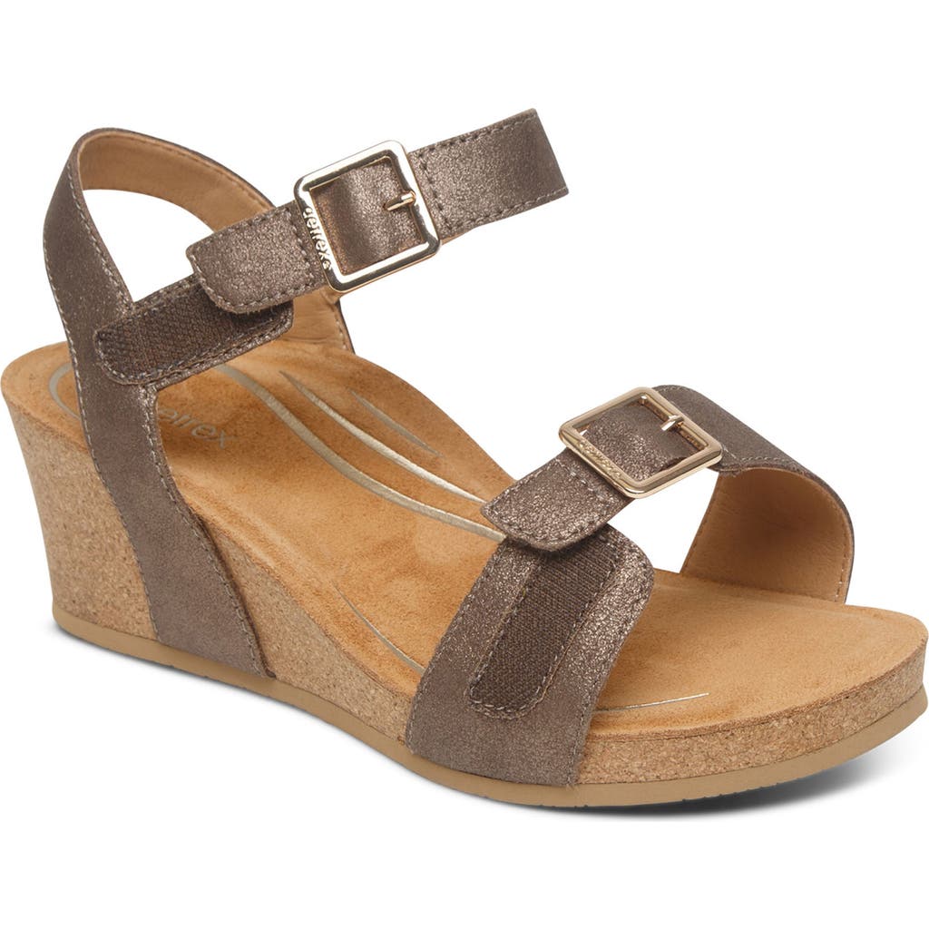 Aetrex Lexa Wedge Sandal In Brown