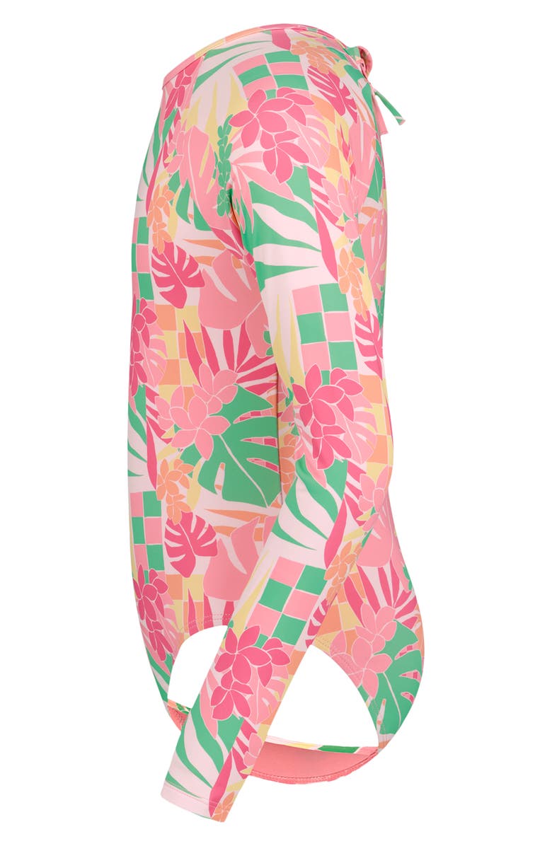 Roxy Kids' Tropical One-Piece Rashguard Swimsuit, Alternate, color, Plumeria