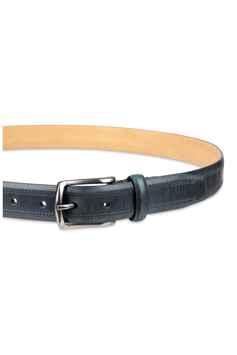 Fes Stitch Leather Belt, Alternate, color, NAVY