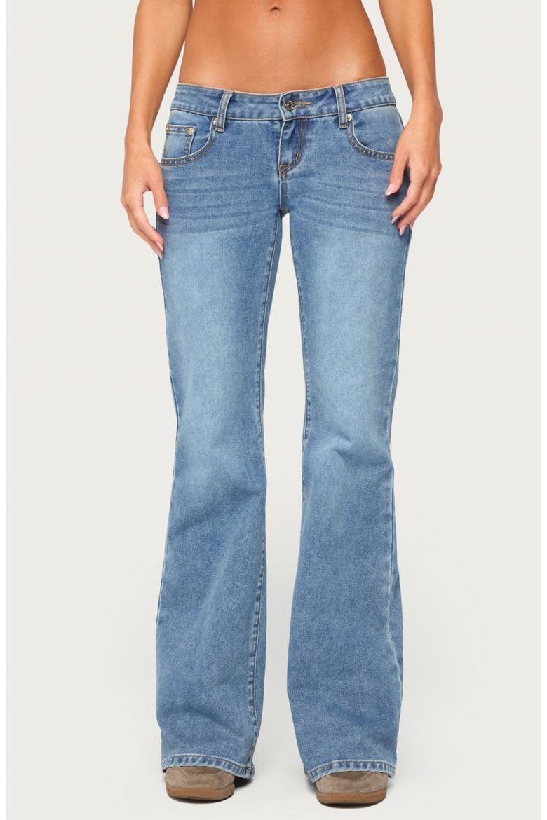 Girla Low Rise Flare Leg Jeans, Main, color, BLUE-WASHED