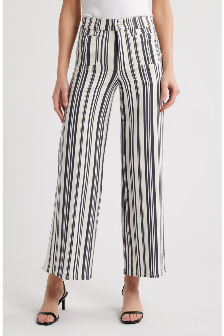 Le Slim Palazzo Patch Pocket High Waist Wide Leg Jeans, Main, color, NAVY STRIPE