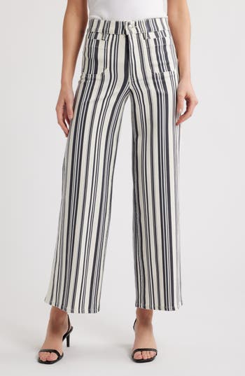 Frame Le Slim Palazzo Patch Pocket High Waist Wide Leg Jeans In Blue