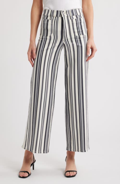 Frame Le Slim Palazzo Patch Pocket High Waist Wide Leg Jeans In Navy Stripe