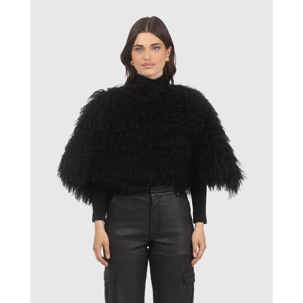 Gorski Select Mongolian Lamb Shawl In Black