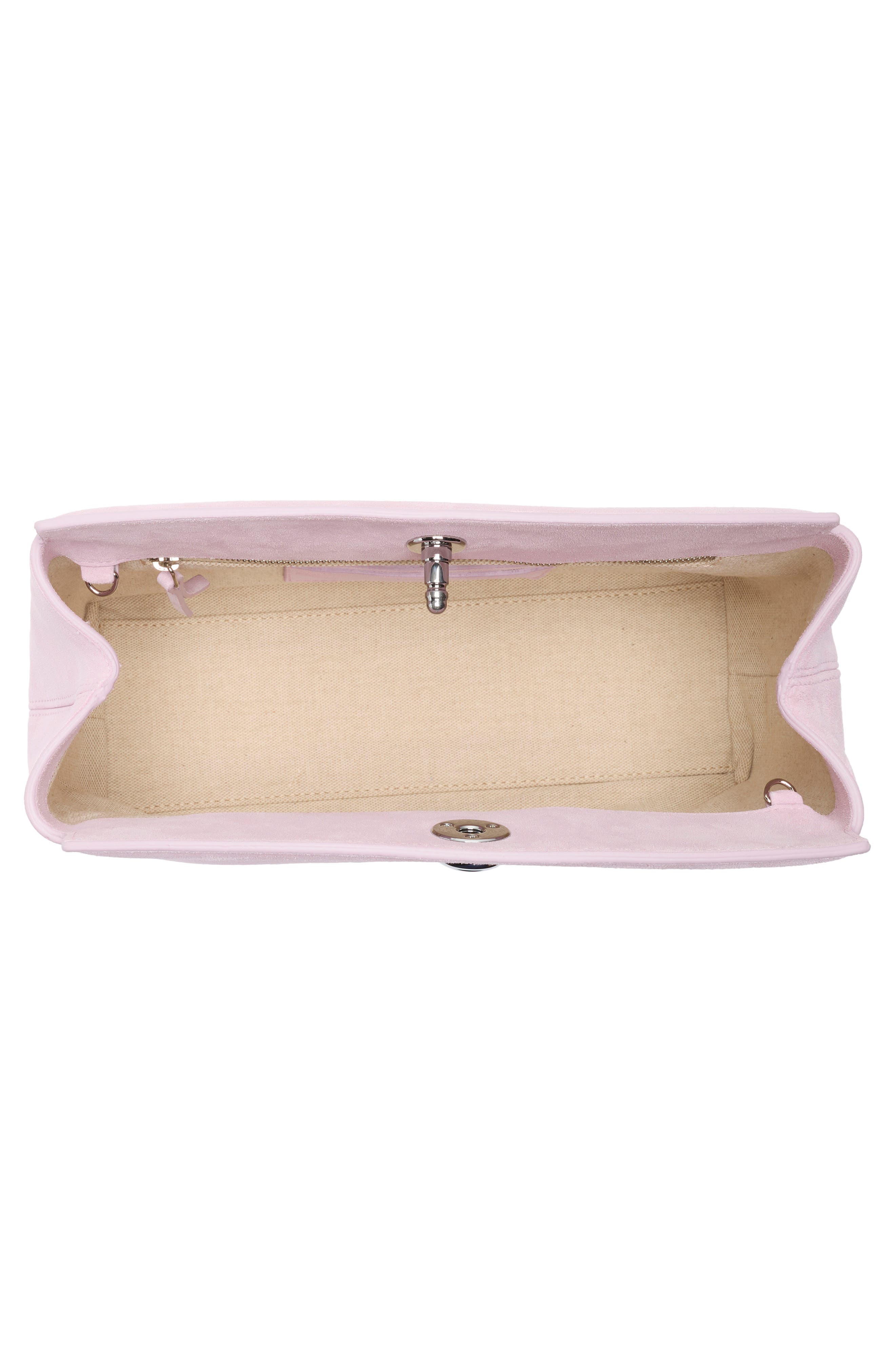 LIFFNER Large Pushlock Suede Clutch, Alternate, color, Pink