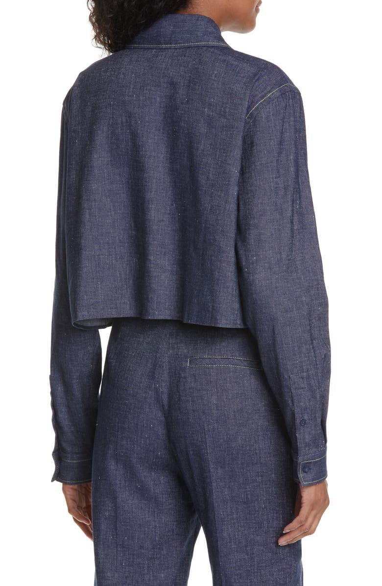 HUGO Entalis Crop Linen Blend Blouse, Alternate, color, 