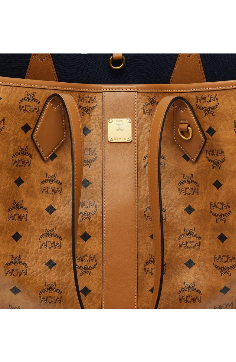 MCM New Medium Liz Shopper in Visetos, Alternate, color, Cognac