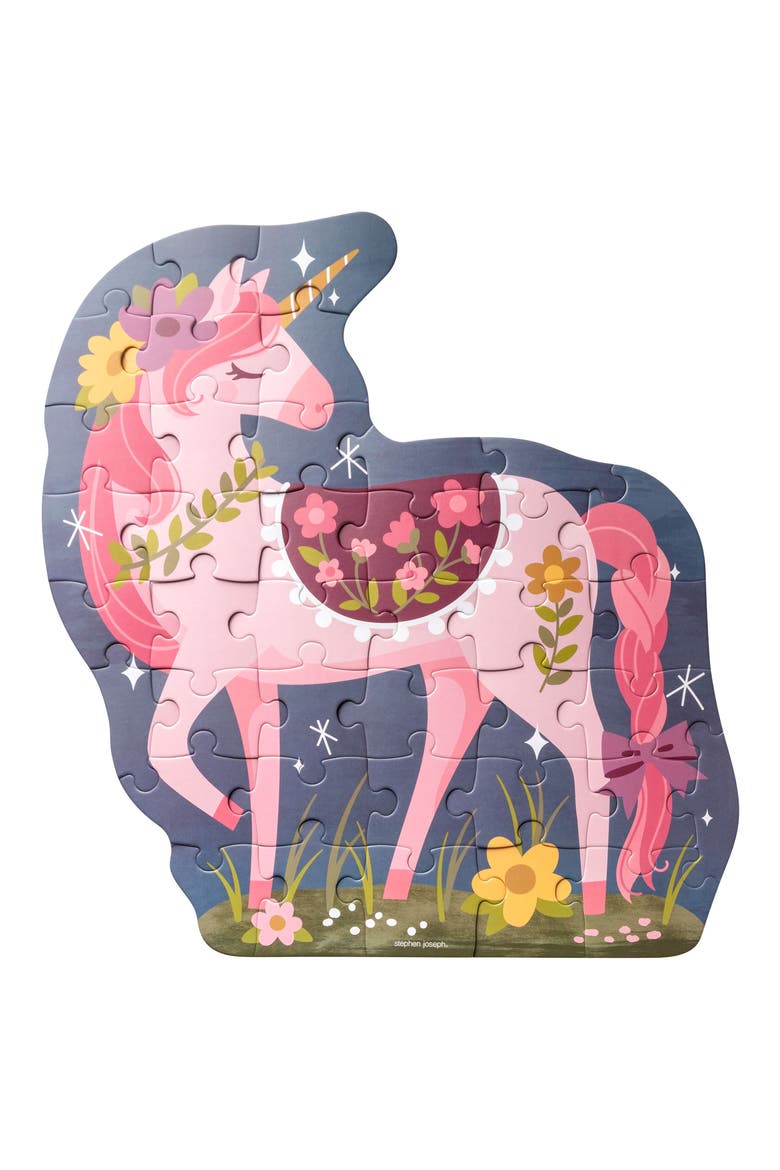 Kids' Unicorn Shaped Jigsaw Puzzle, Main, color, PINK