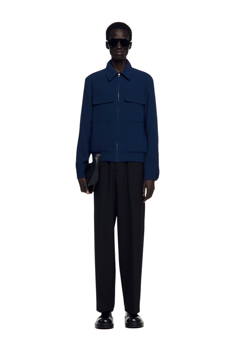 Textured zip-up jacket, Alternate, color, Royal blue