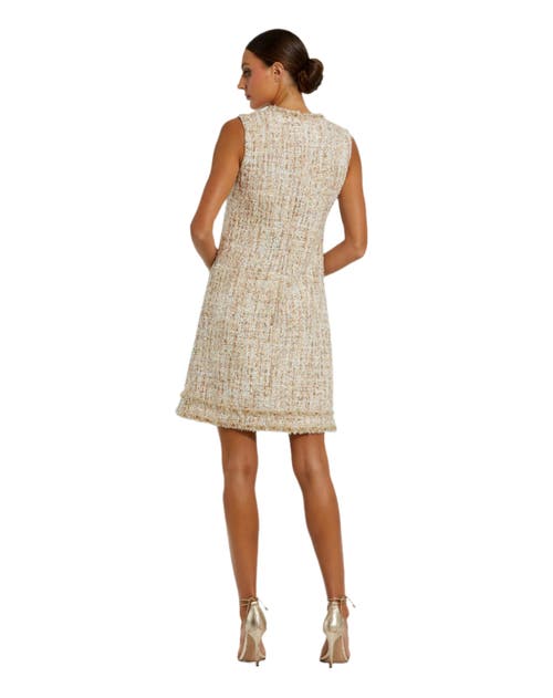 Mac Duggal Beaded Trim A-line Mini Shift Dress In Blush
