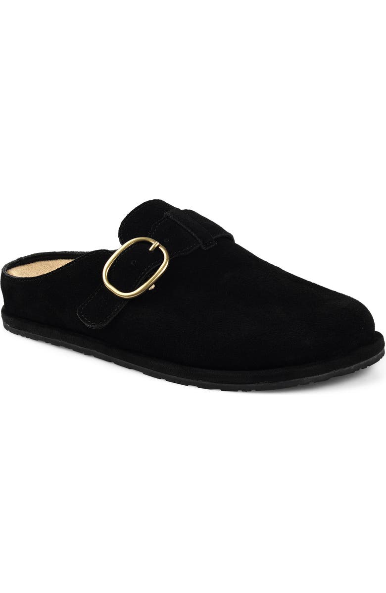 National Comfort Buckle Strap Clog, Main, color, Black Suede
