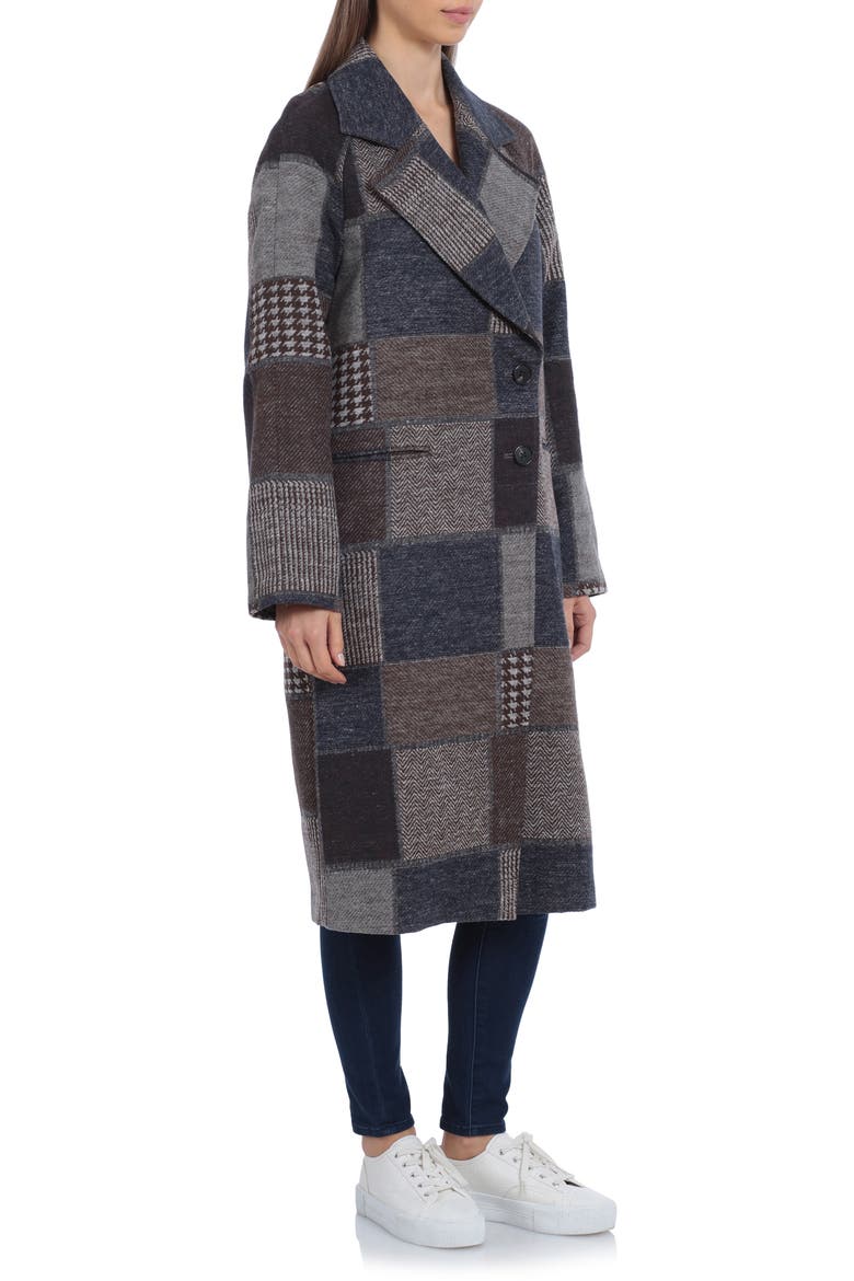 Walker Patchwork Longline Coat, Alternate, color, BROWN PLAID