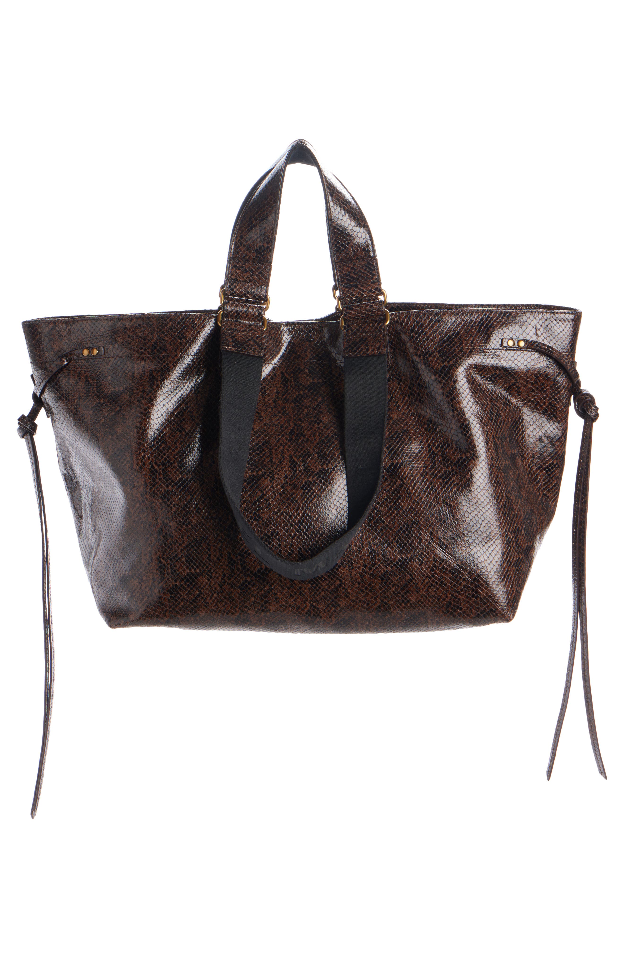 Large Wardy Snakeskin Embossed Leather Tote, Alternate, color, MOCHA 11MA